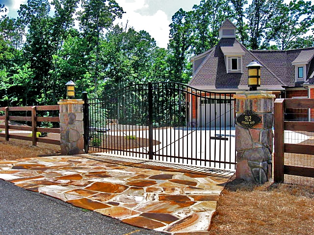 Arched-flat-top-metal-driveway-gate